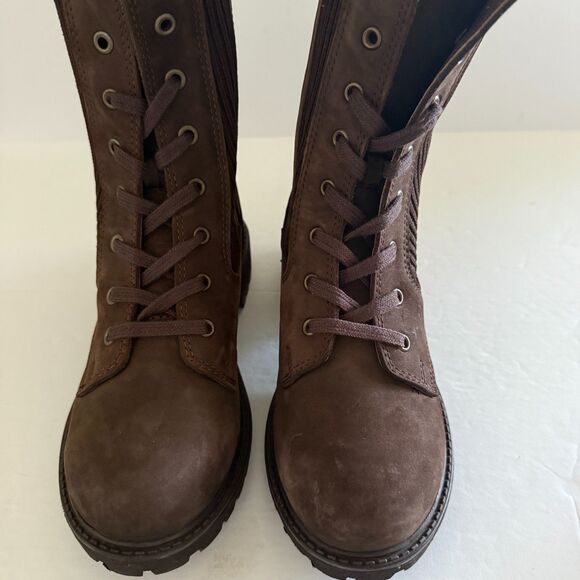 NWOB Bueno Stella Brown Nubuck Combat Boots Calf High Fleece Lined Comfort Sz 36 - Picture 6 of 9